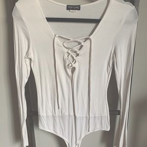 White Lace-Up Body Suit